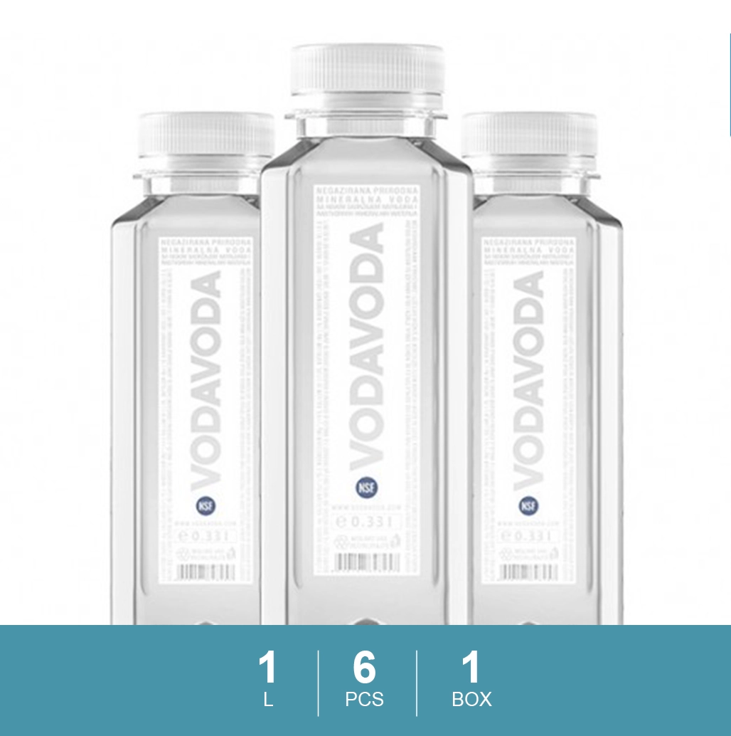 Vodavoda Premium Natural Mineral Water, 6 x 1L, Plastic Bottles