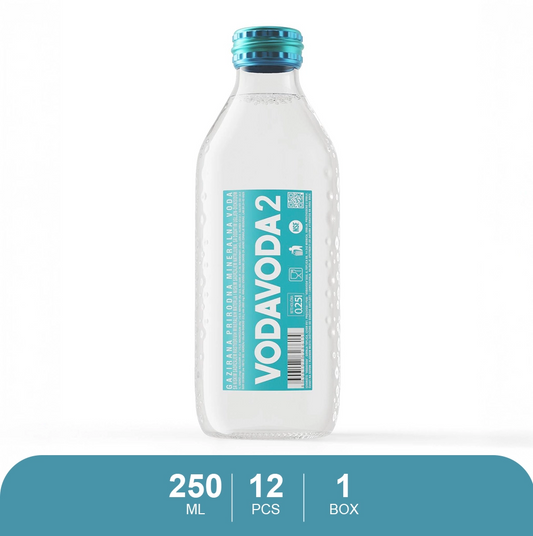 Vodavoda Sparkling Mineral Water - 250ml x 12 , Glass Bottles